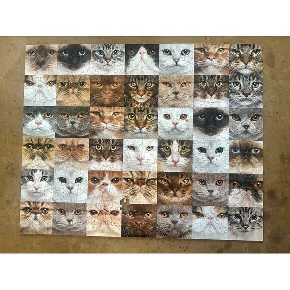 Cat Faces Heads Collage Jigsaw Puzzle 504 Pieces 16x20 - Picture 2 of 8